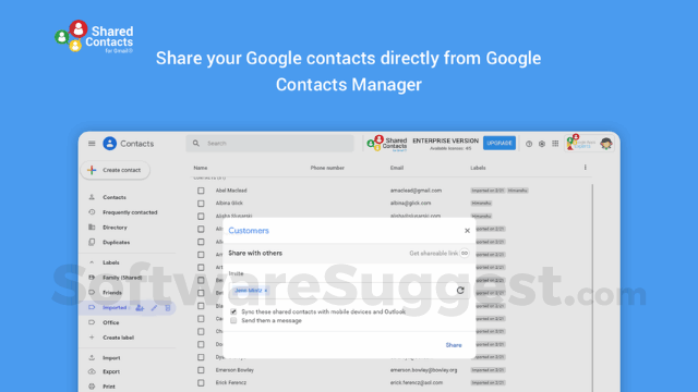 Shared Contacts for Gmail Small Screenshot 1